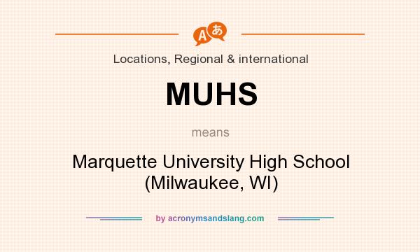 What does MUHS mean? It stands for Marquette University High School (Milwaukee, WI)