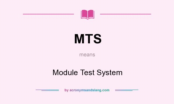 What does MTS mean? It stands for Module Test System