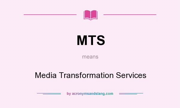 What does MTS mean? It stands for Media Transformation Services