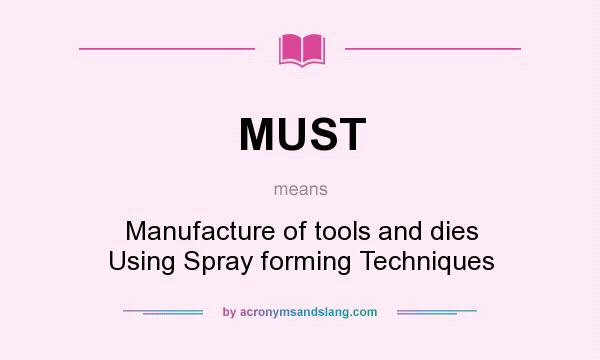 What does MUST mean? It stands for Manufacture of tools and dies Using Spray forming Techniques