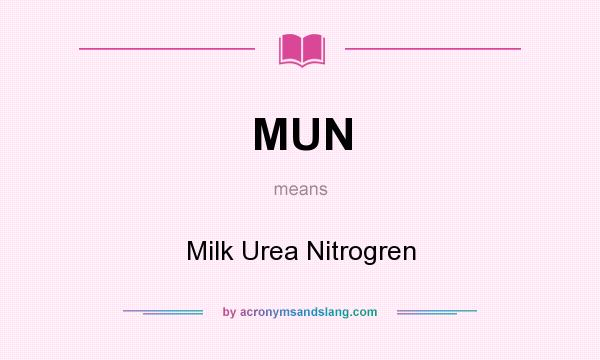 What does MUN mean? It stands for Milk Urea Nitrogren