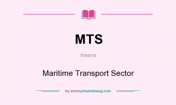 What does MTS mean? It stands for Maritime Transport Sector