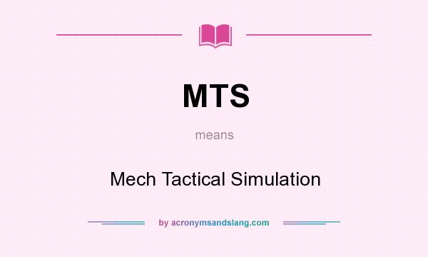 What does MTS mean? It stands for Mech Tactical Simulation
