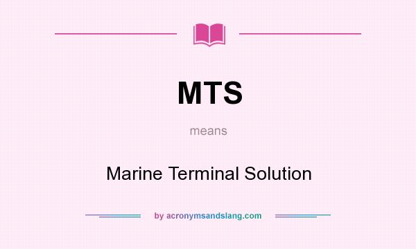 What does MTS mean? It stands for Marine Terminal Solution