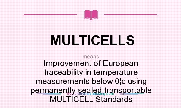 What does MULTICELLS mean? It stands for Improvement of European traceability in temperature measurements below 0¦c using permanently-sealed transportable MULTICELL Standards