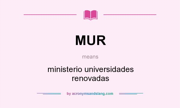 What does MUR mean? It stands for ministerio universidades renovadas