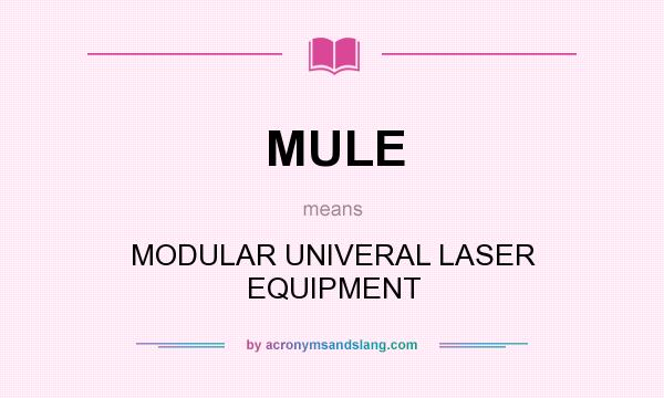 What does MULE mean? It stands for MODULAR UNIVERAL LASER EQUIPMENT