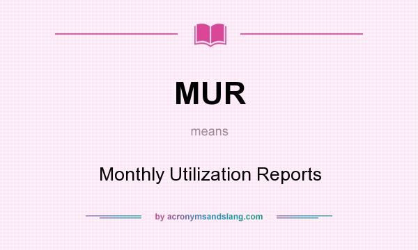 What does MUR mean? It stands for Monthly Utilization Reports