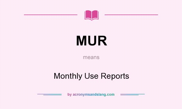 What does MUR mean? It stands for Monthly Use Reports