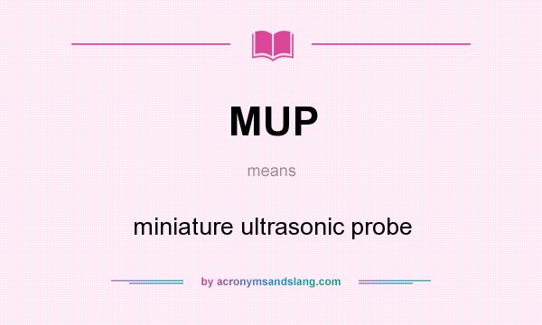 What does MUP mean? It stands for miniature ultrasonic probe