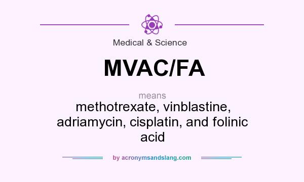 What does MVAC/FA mean? It stands for methotrexate, vinblastine, adriamycin, cisplatin, and folinic acid