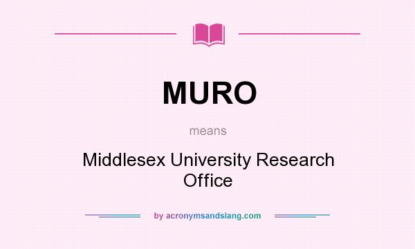 What does MURO mean? It stands for Middlesex University Research Office