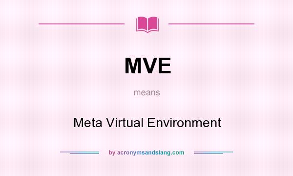 What does MVE mean? It stands for Meta Virtual Environment