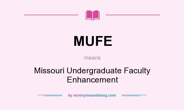 What does MUFE mean? It stands for Missouri Undergraduate Faculty Enhancement