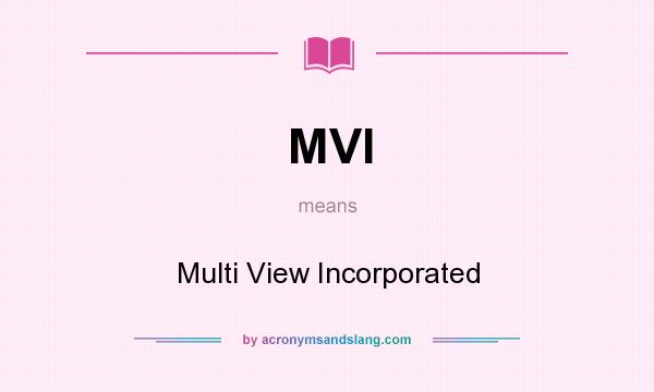What does MVI mean? It stands for Multi View Incorporated