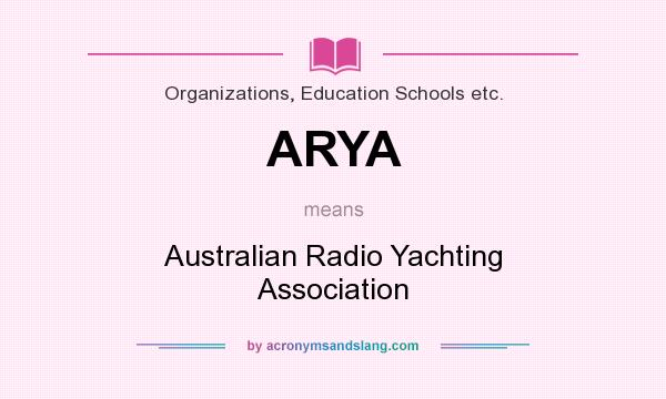 What does ARYA mean? It stands for Australian Radio Yachting Association