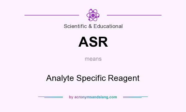What does ASR mean? It stands for Analyte Specific Reagent