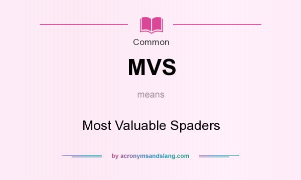 What does MVS mean? It stands for Most Valuable Spaders