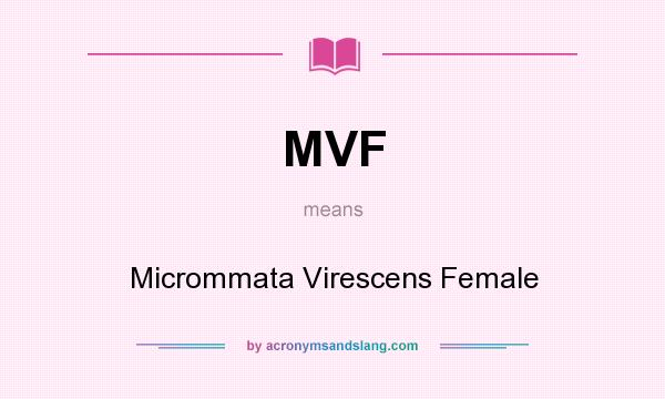 What does MVF mean? It stands for Micrommata Virescens Female