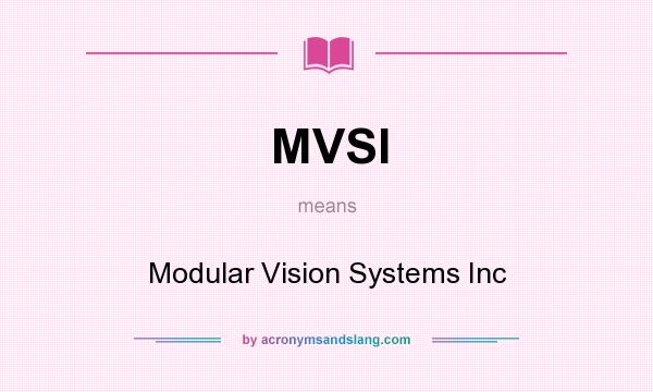 What does MVSI mean? It stands for Modular Vision Systems Inc