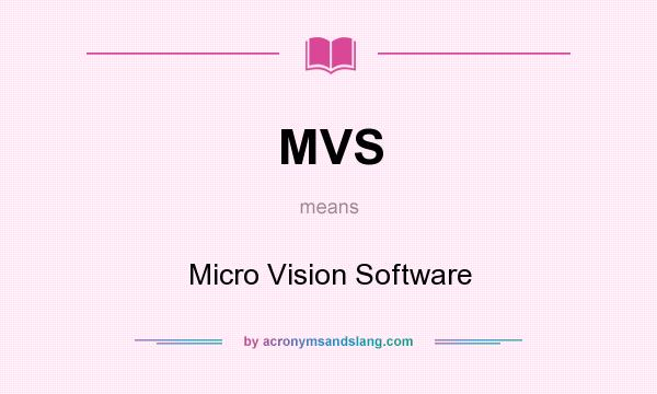 What does MVS mean? It stands for Micro Vision Software