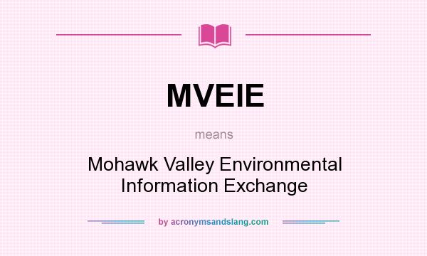 What does MVEIE mean? It stands for Mohawk Valley Environmental Information Exchange