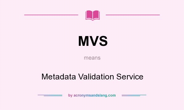 What does MVS mean? It stands for Metadata Validation Service