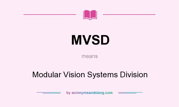 What does MVSD mean? It stands for Modular Vision Systems Division