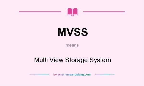 What does MVSS mean? It stands for Multi View Storage System