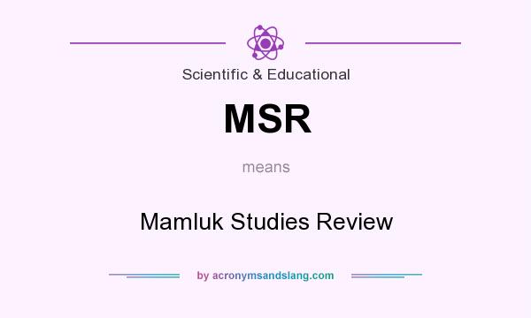What does MSR mean? It stands for Mamluk Studies Review