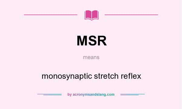 What does MSR mean? It stands for monosynaptic stretch reflex
