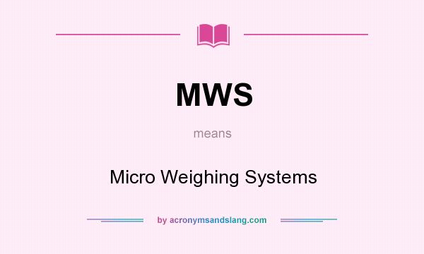 What does MWS mean? It stands for Micro Weighing Systems