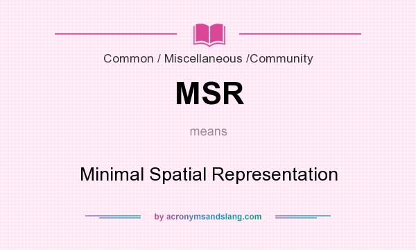 What does MSR mean? It stands for Minimal Spatial Representation