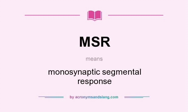 What does MSR mean? It stands for monosynaptic segmental response