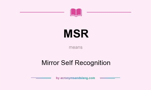 What does MSR mean? It stands for Mirror Self Recognition