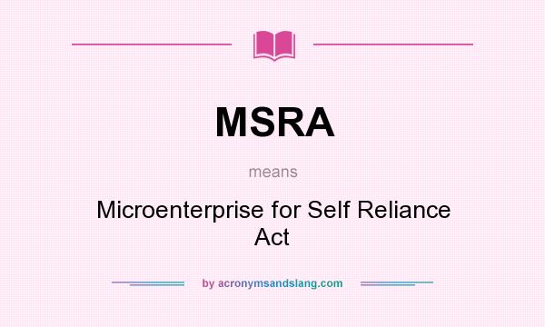 What does MSRA mean? It stands for Microenterprise for Self Reliance Act