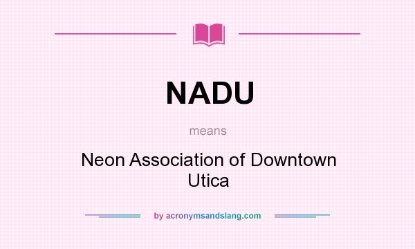 What does NADU mean? It stands for Neon Association of Downtown Utica