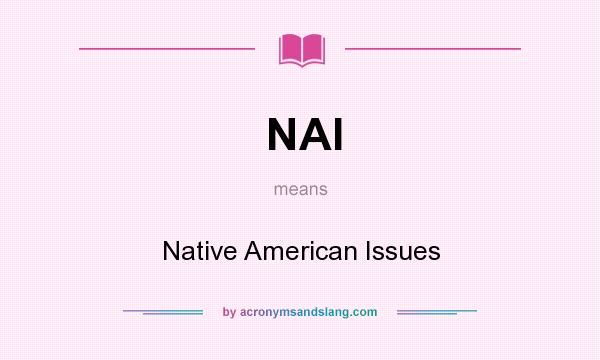 What does NAI mean? It stands for Native American Issues
