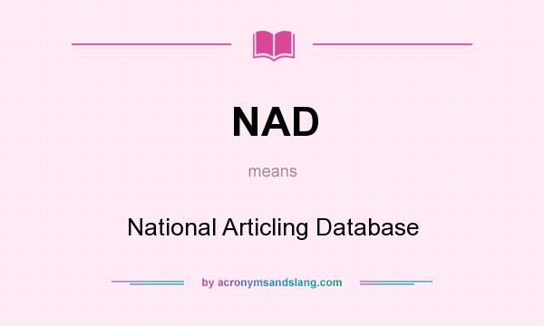 What does NAD mean? It stands for National Articling Database