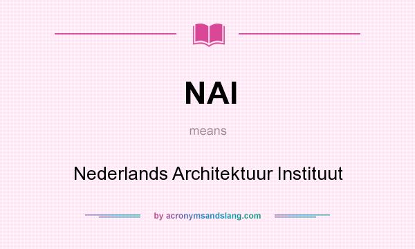 What does NAI mean? It stands for Nederlands Architektuur Instituut