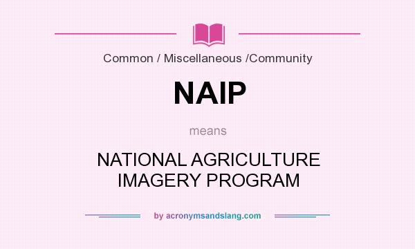 What does NAIP mean? It stands for NATIONAL AGRICULTURE IMAGERY PROGRAM