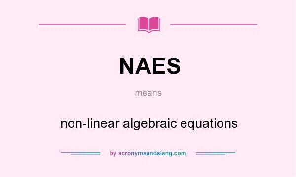 What does NAES mean? It stands for non-linear algebraic equations