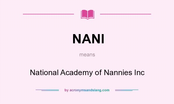 What does NANI mean? It stands for National Academy of Nannies Inc
