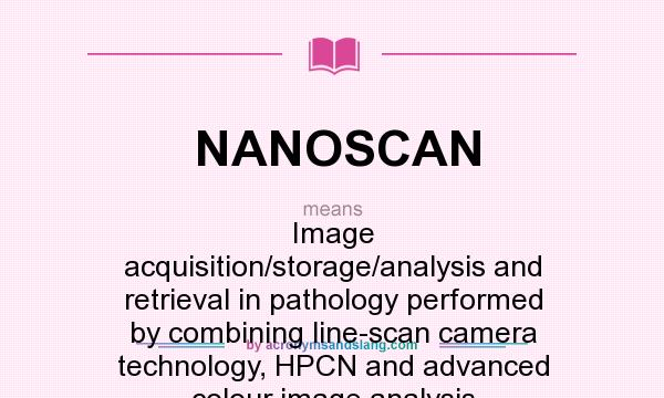 What does NANOSCAN mean? It stands for Image acquisition/storage/analysis and retrieval in pathology performed by combining line-scan camera technology, HPCN and advanced colour image analysis