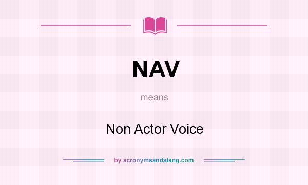 What does NAV mean? It stands for Non Actor Voice