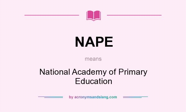 What does NAPE mean? It stands for National Academy of Primary Education