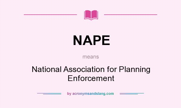 What does NAPE mean? It stands for National Association for Planning Enforcement