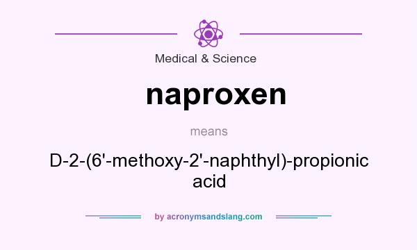 What does naproxen mean? It stands for D-2-(6`-methoxy-2`-naphthyl)-propionic acid