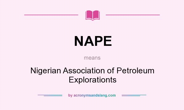 What does NAPE mean? It stands for Nigerian Association of Petroleum Explorationts