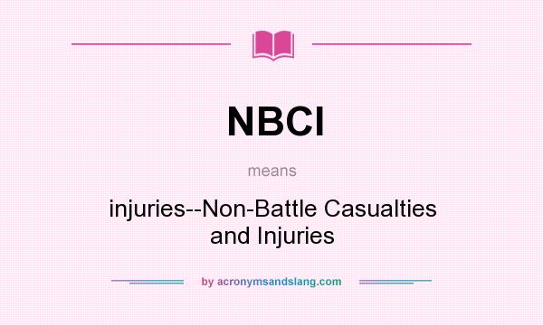 What does NBCI mean? It stands for injuries--Non-Battle Casualties and Injuries